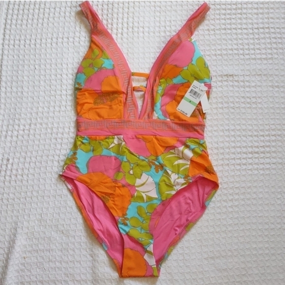New Trina Turk Playa De Flor Plunge Swimsuit - Picture 4 of 11